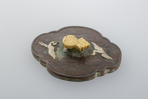 波涛形双鶴文文鎮