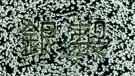 〔刻印〕丸形栂檜扇菖蒲文ボンボニエール