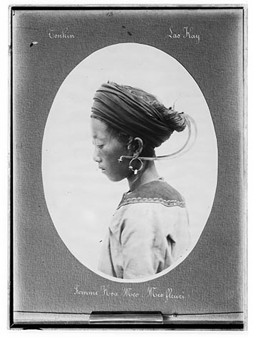 ヴェトナムの花嫁被物をしたヤオ・チン・ガン族　婦人写真乾板